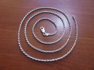 Vtg Sterling Silver Rope Chain Link Necklace 24 " Long 7.  5 Grams Italy