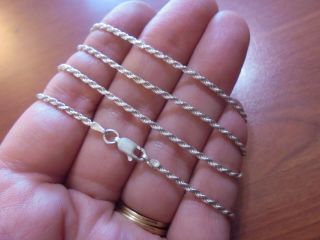 Vtg sterling silver rope chain link necklace 24 