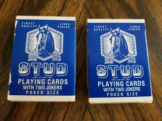 Vintage Stud Playing Cards,  2 Blue Decks
