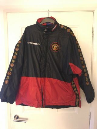 Vintage 90’s Manchester United Training Bench Jacket Coat Football Sports Xxl