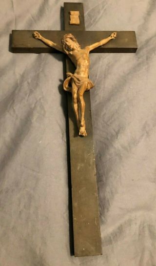 Rare Vintage Hand Carved Wood Anri Crucifix From Carmelite Nuns Convent