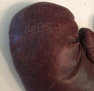 Vintage Yale Pro 16 Full Grain Wine Sheepskin Boxing Gloves 5