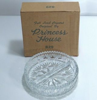 Princess House Full Lead Crystal 6 3/8 " Vintage Divided Dresser/candy Dish 829