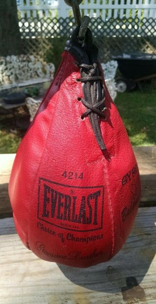 Vintage Everlast 4214 Speed Bag w/ Swivel Made in the USA Leather 2