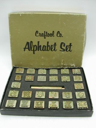 Vintage Craftool Brass Stamp Alphabet Set 3/4” - Boxed