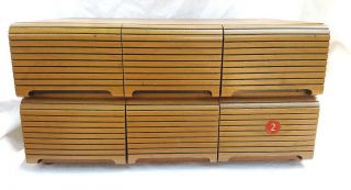 Vintage 6 - Drawer Audio Cassette Tape Holder Storage Faux - Wood Grain 72 Cassette