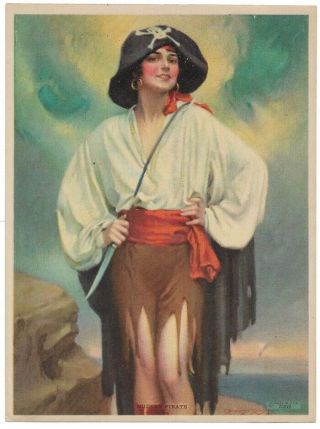 Scarce Vintage 1920s C.  Bosseron Chambers Pin - Up Print Romantic " Modern Pirate "