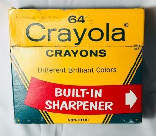 Vintage Binney & Smith 64 (63) Crayola Crayons Built In Sharpener Us Lndian Red
