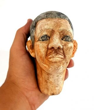 Very Unique Egyptian Antique Head Mummy Ancient Stone Rare Figurine Sculpture 2