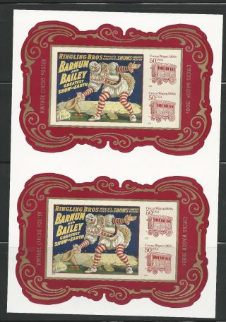 2014 4905b Vintage Circus Souvenir Sheet Pair Imperf Without Die Cuts