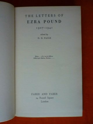EZRA POUND Letters edited by D.  D.  Paige 1st Edn Faber London 1951 Nr.  Fine 3