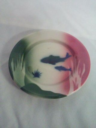 Vintage Syracuse China Restaurant Ware Plate Tri - Color W/fish Air Brush 5 1/2 "