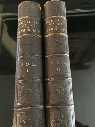 The Poetical Of Henry Wadsworth Longfellow Vol I & Vol Ii 1882 Illust.