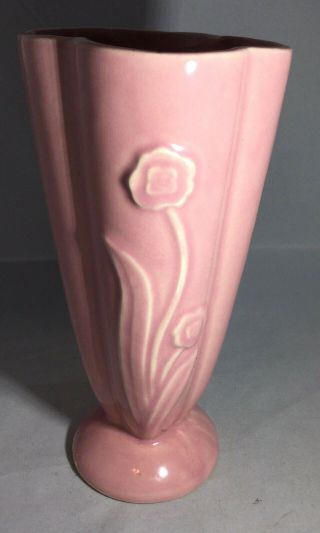 Vintage Pink Ceramic Art Pottery Vase 592 Usa Pottery Numbered