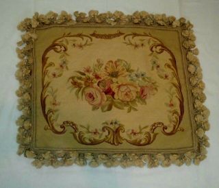 Vintage Needlepoint Throw Pillow Cover With Tassles 20 " X 24 "