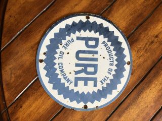 Vintage Pure Oil Company Porcelain Gas Station Pump Sign Pure Penn