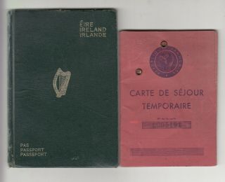 Vintage Ireland Irish Passport 1974,  French Card Expired Obsolete