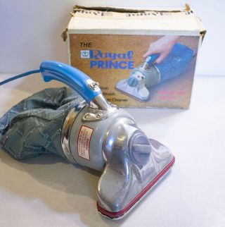 Vintage Royal Prince Handheld Vacuum Cleaner Model 501 Blue Handheld W/ Box