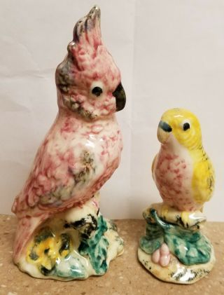 A Vintage Stangl Pottery Bird Figurines - - Pastel Pink Cockatoo - - Parakeet
