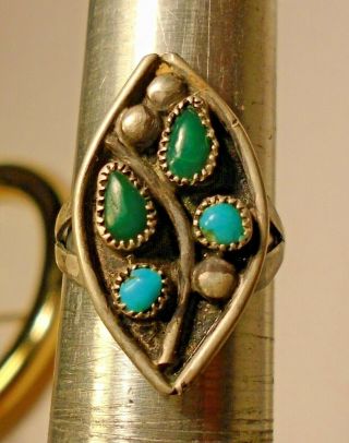 Vintage Sterling Silver And Turquoise Ring Size 3.  75 Collectible Or Wearable