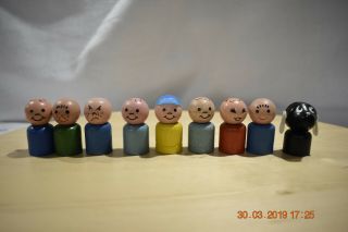 Vintage Fisher Price 9 Wooden Little People