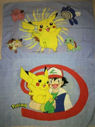 Vintage Pokemon Springs Twin Standard Pillowcase 1998 Nintendo Pikachu Euc Set 2