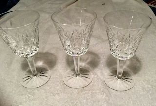 Set Of 3 True Vintage Waterford Crystal Lismore Wine Claret Glasses 5 7/8”