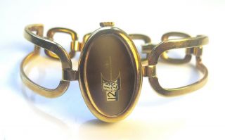 Vintage Bucherer Retro Mid - Century Modern Unique Gold Bracelet Wristwatch