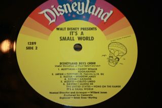 Vintage LP Vinyl Record Walt Disney It ' s a Small world Boys Choir 1289 folk song 4