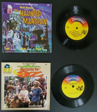 Vintage Yellow Label Disney Read - Along Books,  Records: Haunted Mansion,  Return Oz