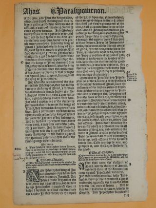 1568 First Edition Bishops Bible Leaf 2 Chronicles 18 - 20 2