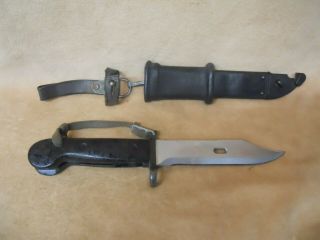 Vintage Romanian - Soviet Ak Bayonet With Wire Cutter Sheath,  Straps,  Cond
