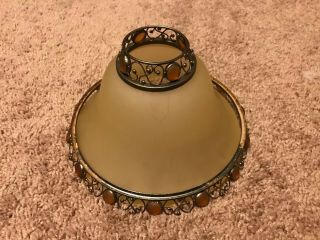 Vintage Party Lite Candle Holder Lamp Shade Amber Beads Shade Only