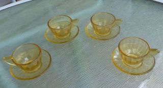 Vintage early 1930 ' s Akro Agate child ' s tea set in amber glass 4