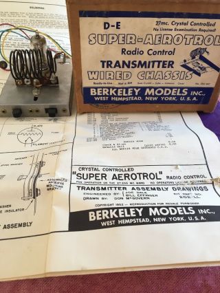 Vtg Berkeley Models R/c Radio Control Aerotrol Transmitter W Box&instr