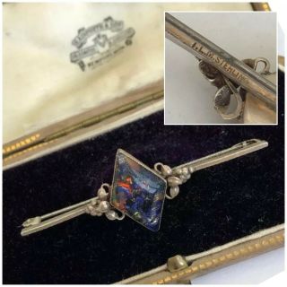 Vintage Art Deco Jewellery Sterling Silver Thomas L Mott (t.  L.  M) Bar Brooch Pin