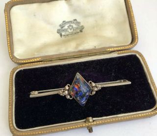 Vintage Art Deco Jewellery Sterling Silver Thomas L Mott (T.  L.  M) Bar Brooch Pin 2