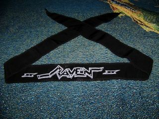 Vintage 1985 Raven Stay Hard Headband Scarf Wall Hanging Bandana Banner Tapestry