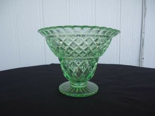 Vintage Art Deco Green Depression Glass Large Vase