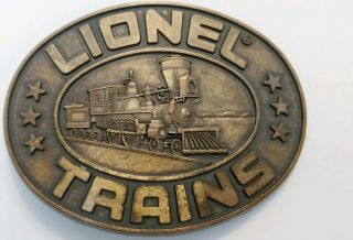 Vintage Brass Plated Lionel Train Belt Buckle 3.  25 " X 2.  5 " E