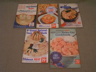 5 1955 - 1959 Pillsbury Grand National Recipe Cookbooks - 6th,  7th,  8th,  9th,  10th