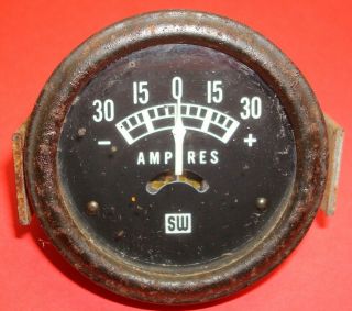 Old Vintage Stewart Warner 411729 Amp Gauge 30 - 0 - 30 Sw Amperes Car Ammeter