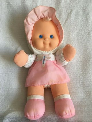 Puffalumps Baby Doll Vtg 1994 Rattle Pink Blonde Girl Plush Lovey Nylon 1212