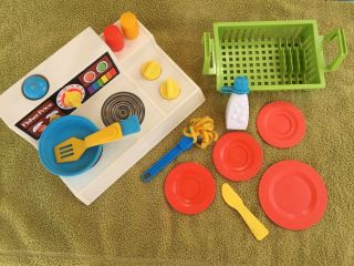 Vtg Fisher Price 918 Sink Drying Rack Magic Burner Stove Top 919 With Soap