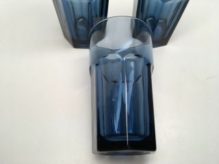 HTF VTG SET (3) Libbey Cobalt Blue Gibraltar Pattern 4 1/2” Juice Glasses - 2