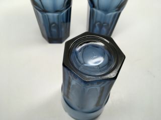 HTF VTG SET (3) Libbey Cobalt Blue Gibraltar Pattern 4 1/2” Juice Glasses - 4