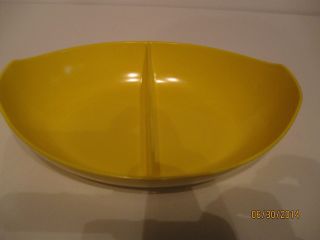 Vintage Yellow Oneida Deluxe Od Divided Oval Melamine Serving Bowl