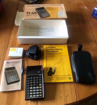 Vintage Texas Instruments Ti - 55 Calculator W/ Box & Charger