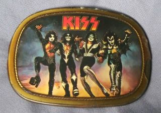 Vtg 1977 Kiss Destroyer Belt Buckle Pacifica Mfg Entire Band Please Read