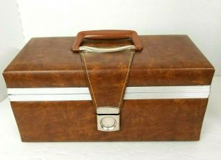 Vintage 8 Track Carrying Case Vintage 1970s Brown Faux Leather Euc Holds 15